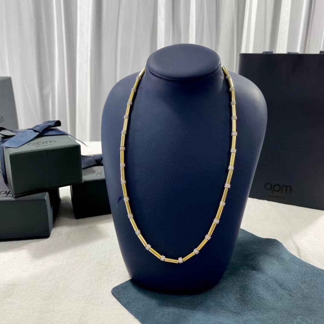 APM Monaco Yellow Gold and Diamond Necklace